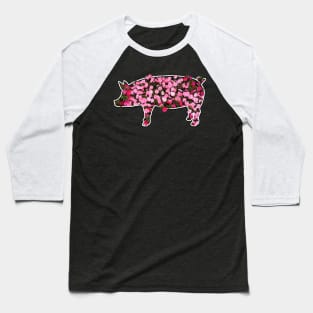 Floral Flower Pig Farmer Gift design Baseball T-Shirt